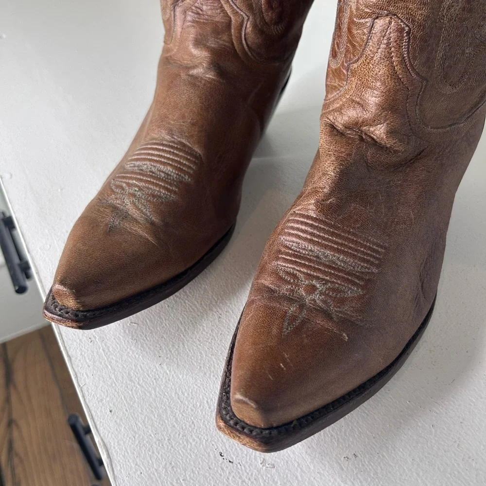Dan Post Vintage Women’s Western Boots Size 11M Brown Leather Cowboy Boots - Picture 4 of 8